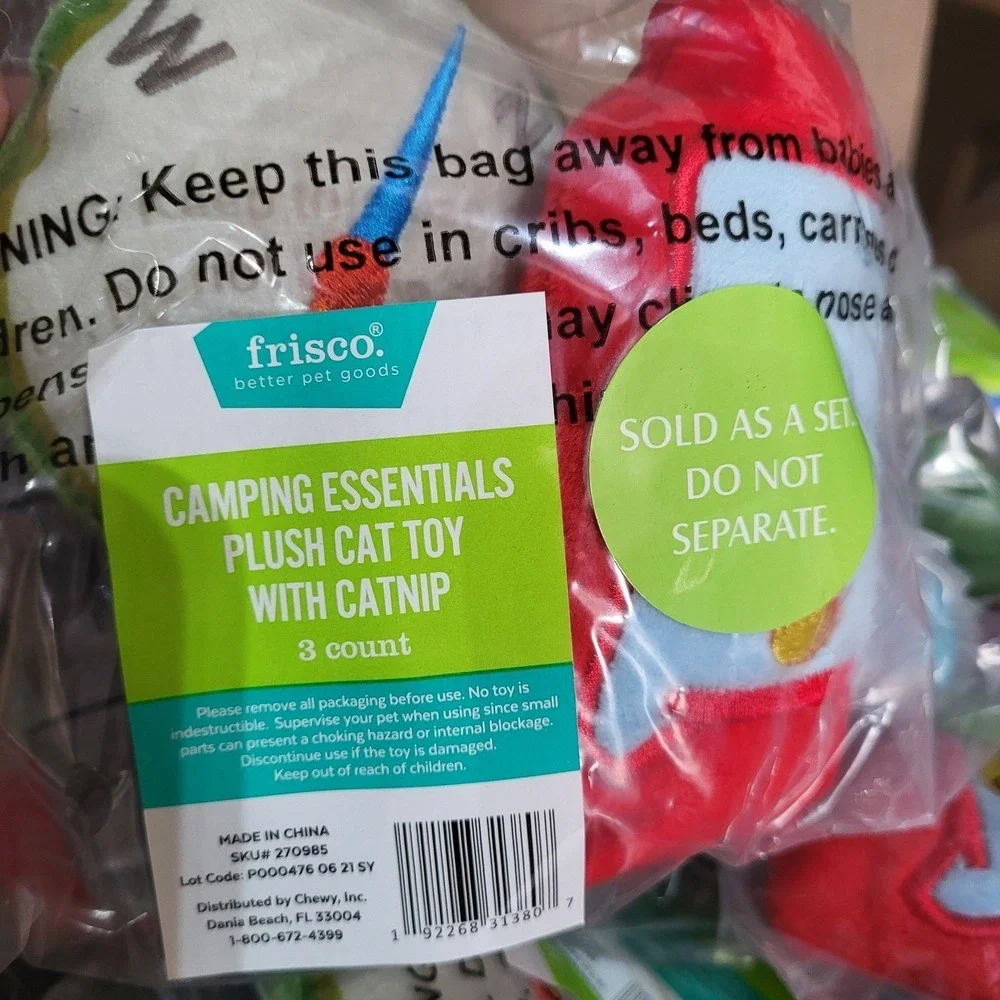 Frisco Plush Cat Toy with Catnip Reseller Bundle 28 pc Camping & Gym Theme Pet